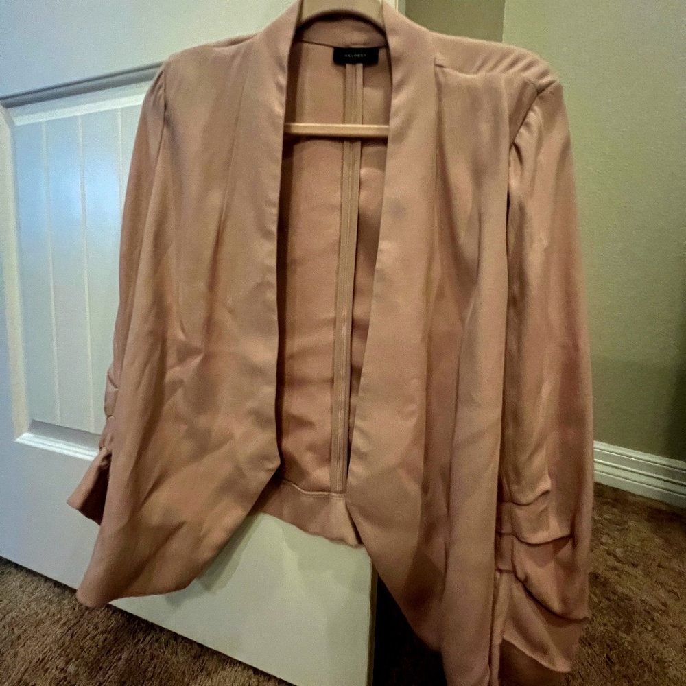 Nordstrom Halogen Open Ruched Sleeve Crepe Blazer
